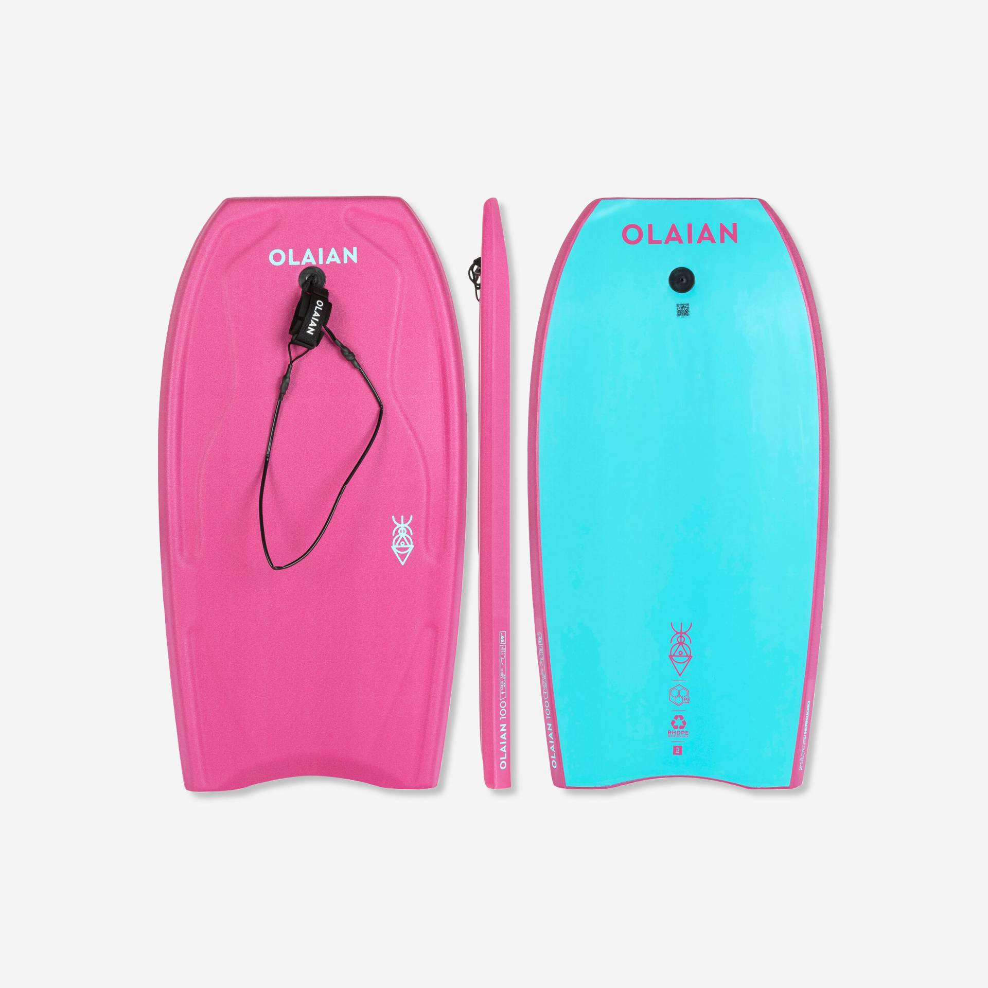 Bodyboard Handgelenk-Leash 100 rosa/blau von OLAIAN