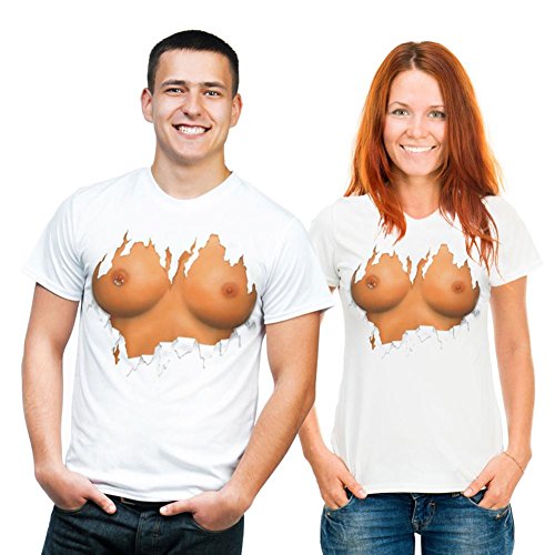 RAHMENLOS Fun Spruch T-Shirt Brüste Grösse L von RAHMENLOS