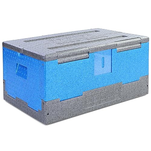 Warmhaltebox Kühl Thermo Isolierbox faltbar Blau Grau 40L 600x365x293mm von RAMROXX