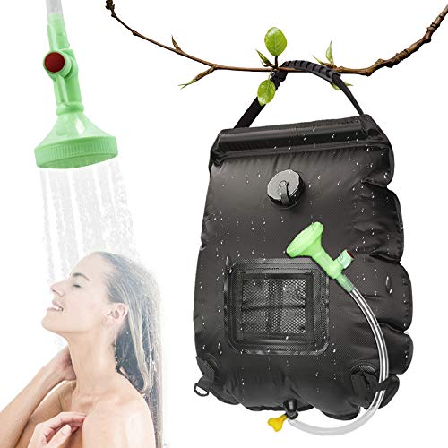 RANJIMA Camping Dusche Set, 20L Campingdusche Solardusche mit Temperaturanzeige, Tragbare Camping Duschsack Heizung mit Duschkopf & On-Off Switchable für Camping Strand Garten Schwimmen Outdoor Reisen von RANJIMA