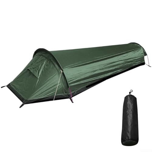 Wasserdichtes Campingzelt für 1 Person, ultraleicht, Rucksackreisen, Campingzelt, kompakt, Einzelperson, Outdoor-Zelt, Überlebenszelt, platzsparend (grün) von RANRAO