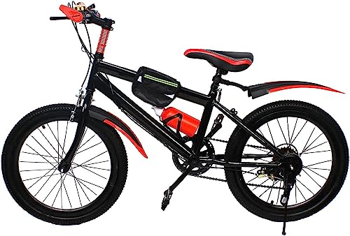 Kinderfahrrad 20 Zoll, Mountainbike Fahrrad, 7 Gänge Kinder MTB Bike, Kohlenstoffstahl Rahmen, Kinder Fahrrad Doppelscheibenbremse Fahrrad für Mädchen Jungen (Rot) von RANZIX