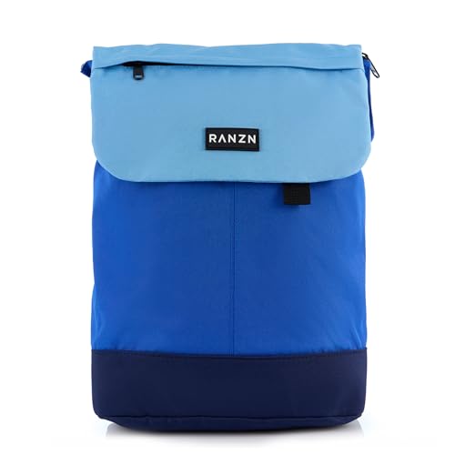RANZN® – Madrid – Premium Damen Rucksack mit Laptoptasche, Daypack für Arbeit und Schule, Robust mit starken Reißverschlüssen, Hellblau-Blau-Schwarz von RANZN