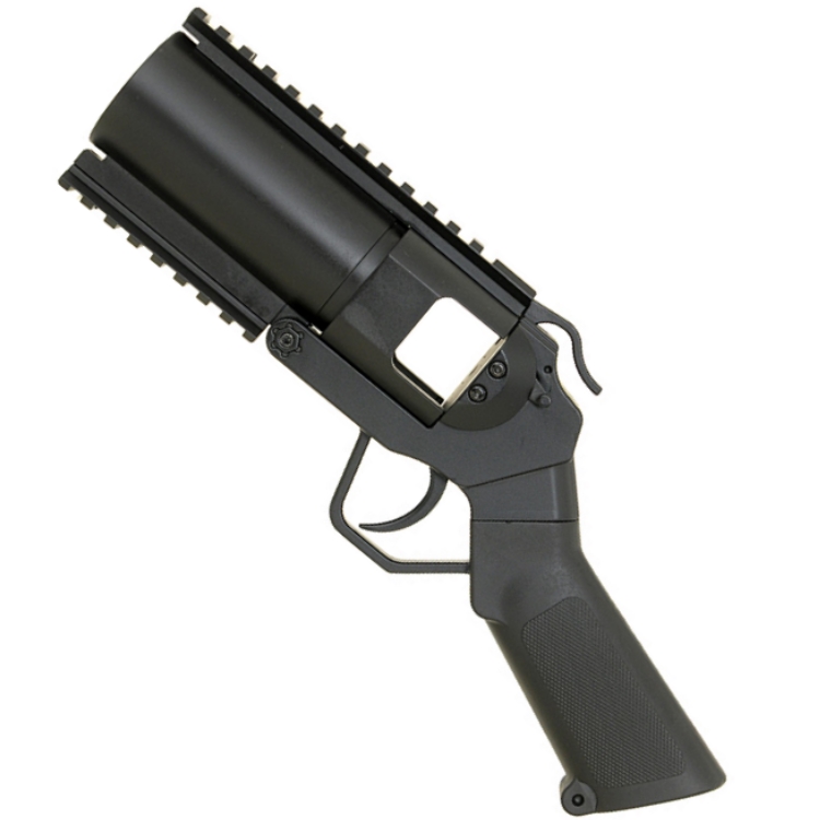 40mm Granatpistole für Paintball / Airsoft (schwarz, flacher Griff)