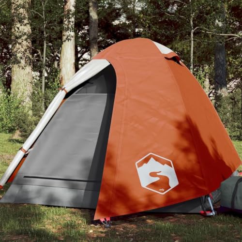 Furniture Home Tools Campingzelt für 2 Personen, Grau und Orange, 254 x 135 x 112 cm, 185T Taft von RAUGAJ