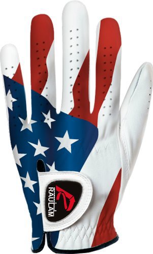 Golf-Handschuhe mit USA-Flagge, perfekter Halt für Damen und Herren (Damen, Größe M, rechts) von RAULAM INTERNATIONAL