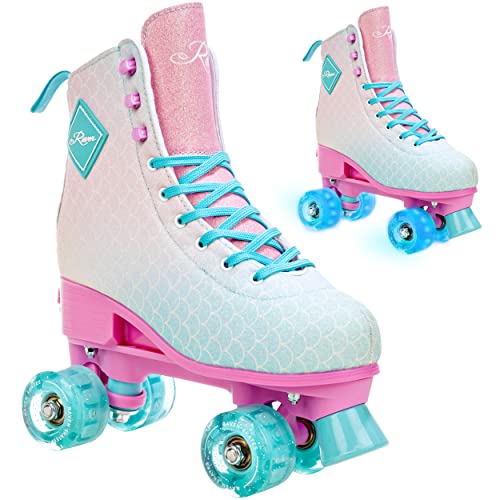 RAVEN Rollschuhe Roller Skates Serena Mint/Pink, Noa Black, Mides (Mides (LED Rollen), 35-38 (22,5cm-24cm)) von RAVEN