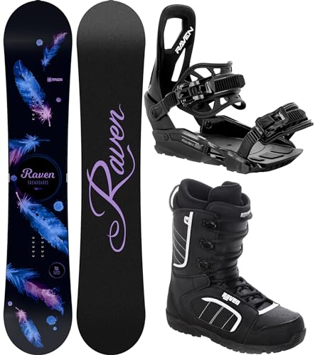 RAVEN Snowboard Set: Snowboard Mia Black + Bindung s230 Black + Boots Target (139cm + s230 S/M + Target 40) von RAVEN