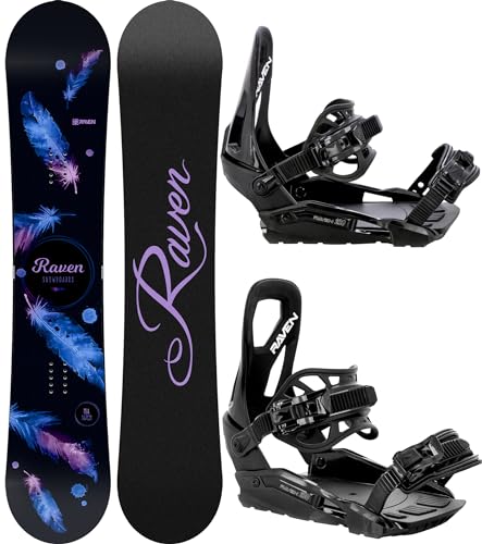 RAVEN Snowboard Set: Snowboard Mia Black + Bindung s230 Black S/M (139cm + s230 Black S/M) von RAVEN