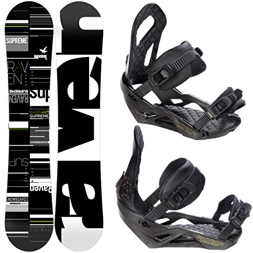 RAVEN Snowboard Set: Snowboard Supr Black/Green + Bindung Pathron at, CT oder Rage MP180 (157cm, Pathron CT S/M (40-43)) von RAVEN