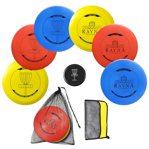RAYNA GAMES 6 Stück Disc Golf Scheiben Set, Professional Disc Golf Set,Reguläre Größe Discgolf Scheibe für Erwachsene,Putter Midrange Driver Disc Perfect Outdoor Spiele von RAYNA GAMES