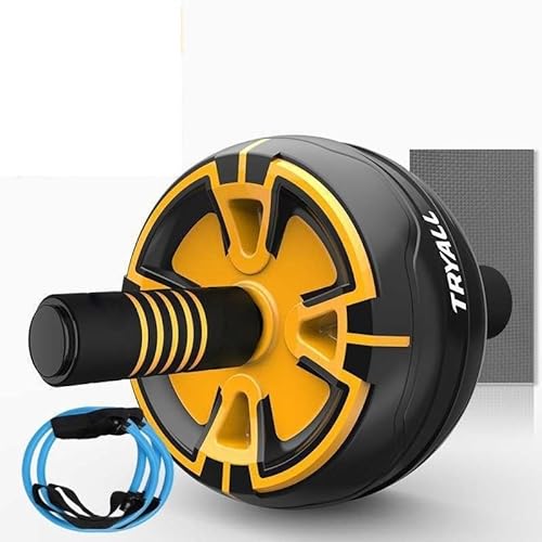 Ab Roller Wheel, Bauchmuskeltrainingsgerät for Bauch- und Rumpfkrafttraining, Heimfitnessgerät for Bauchmuskeltraining (Color : Yellow+Auxiliary Rope) von RC-BKKXXEAV