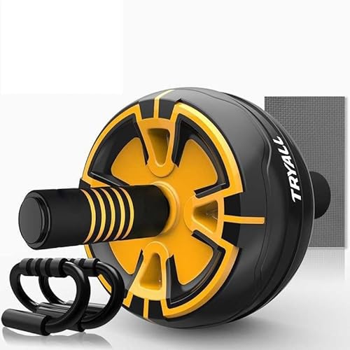 Ab Roller Wheel, Bauchmuskeltrainingsgerät for Bauch- und Rumpfkrafttraining, Heimfitnessgerät for Bauchmuskeltraining (Color : Yellow+Push-up rack) von RC-BKKXXEAV