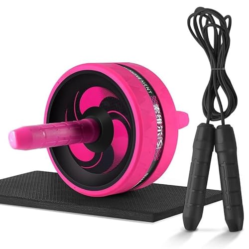 Bauch-Rollrad, Bauch-Trainingsgerät for Bauch- und Rumpfkrafttraining, Heim-Fitness-Fitnessgerät for Bauch-Training (Color : Pink+skip) von RC-BKKXXEAV