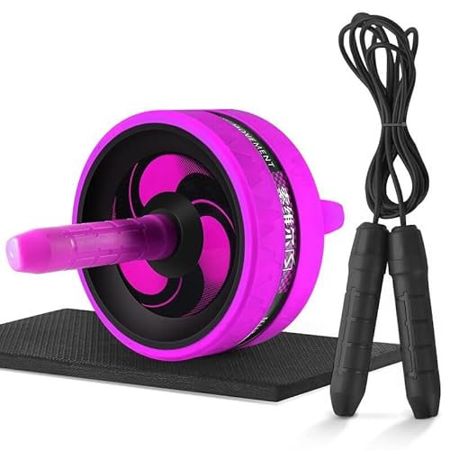 Bauch-Rollrad, Bauch-Trainingsgerät for Bauch- und Rumpfkrafttraining, Heim-Fitness-Fitnessgerät for Bauch-Training (Color : Purple+skip) von RC-BKKXXEAV