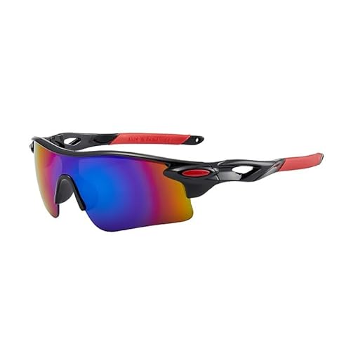 RC-BKKXXEAV Fahrradbrille, TR90 Sport-Sonnenbrille, UV-Schutz Damen, Herren, Laufen, Mountainbike, Radfahren, Golf, Angeln(Color:Black red frame) von RC-BKKXXEAV