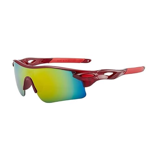 RC-BKKXXEAV Fahrradbrille, TR90 Sport-Sonnenbrille, UV-Schutz Damen, Herren, Laufen, Mountainbike, Radfahren, Golf, Angeln(Color:Red frame red film) von RC-BKKXXEAV