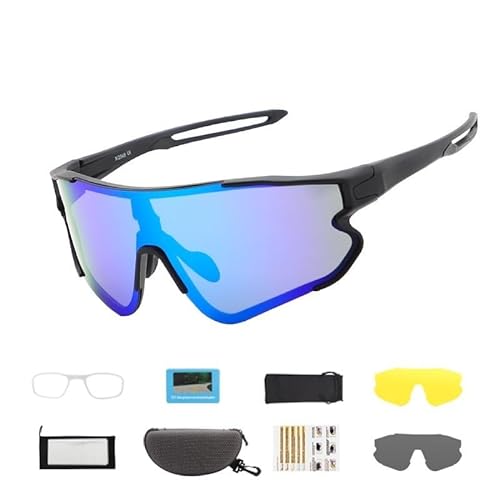 RC-BKKXXEAV Polarisierte Fahrradbrille, UV-geschützte Sport-Sonnenbrille for Herren und Damen, austauschbare Gläser, verstellbare Nasenstütze, Mountainbike(Size:Black frame) von RC-BKKXXEAV