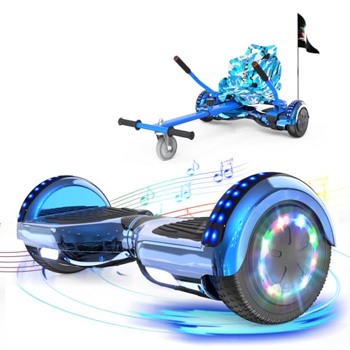 RCB 6,5" Hoverboard mit Hoverkart, Elektro Skateboard Self Balance Scooter mit Sitz, Bluetooth-Lautsprecher, LED-Licht, Starker Dual Motor, Geschenke für Erwachsene Kinder Jugendliche von RCB