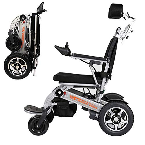 RDJM Ultraleichter Faltbarer Elektrischer Rollstuhl, Elektro-Rollstuhl mit Kopfstütze und Li-Ion Battery 20Ah, für ältere und behinderte Menschen von Mxzzand