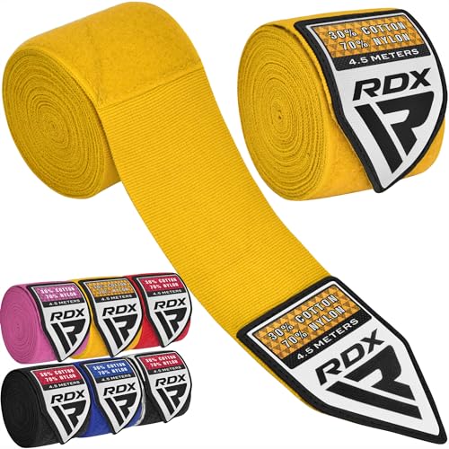 RDX 4.5m Profi Boxbandagen Boxen MMA Muay Thai, Elastisch Handbandagen Mit Daumenschlaufe, Lang Innenhandschuhe Baumwolle, Kickboxen Thaiboxen Boxsack Punchingbälle Training, Hand Wraps Manner Damen von RDX