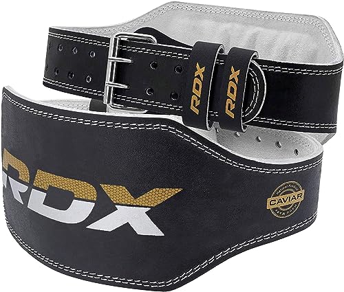 RDX 6 Zoll Gewichthebergürtel Schnalle Leder Fitness-Gürtel Geeignet Für Bodybuilding, Gewichtheben & Krafttraining, Schwarz, Gr.- XXL- von RDX