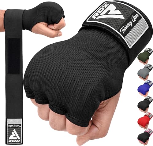 RDX Boxbandagen Boxen Elastisch Innenhandschuhe MMA Handschuhe Daumenschlaufe, Schwarz, XL von RDX