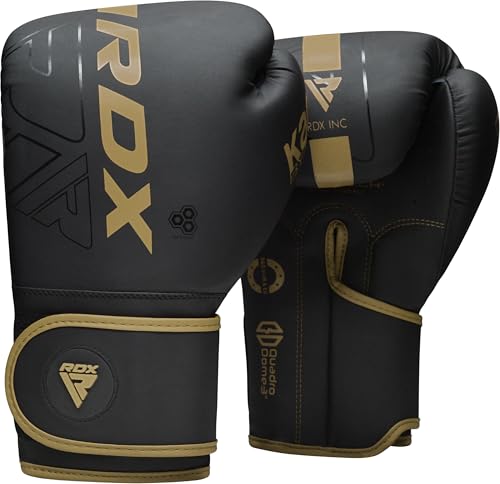 RDX Boxhandschuhe, Muay Thai Kickboxen Sparring, Maya Hide Leder Kara Boxing Gloves Männer Damen, Boxsack Punchinghandschuhe, Kickboxhandschuhe MMA Kampfsport Training Schwarz Adult 8 10 12 14 16oz von RDX