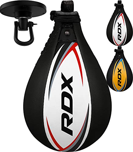 RDX Boxbirne Erwachsene Leder Set, Speedball Hängend Mit Halterung, Profi Punchingball Boxing Speed Bag, Geschwindigkeit Ball Boxen Training Trainingsgeräte von RDX