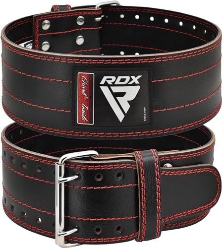 RDX 4” Gewichthebergürtel Leder, IPL USPA Genehmigt, 12 Verstellbar Löcher 6mm Trainingsgürtel Schnalle, Powerlifting Fitness Krafttraining Gürtel Bodybuilding, Gewichtheben Gepolstert, Männer Damen von RDX