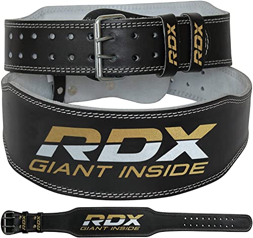 RDX 4” Gewichthebergürtel Leder | Fitness-Gürtel Geeignet Für Bodybuilding, Gewichtheben & Krafttraining | Rückenunterstützung Trainingsgürtel Powerlifting Gym Weightlifting Belt , Schwarz von RDX