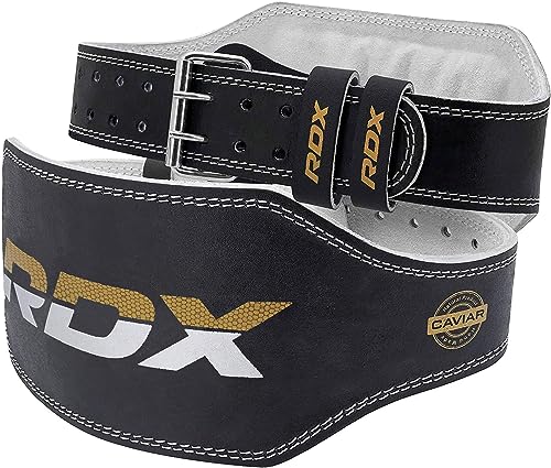 RDX 6 Zoll Gewichthebergürtel Schnalle Leder Fitness-Gürtel Geeignet Für Bodybuilding, Gewichtheben & Krafttraining, Schwarz, Gr.- L von RDX