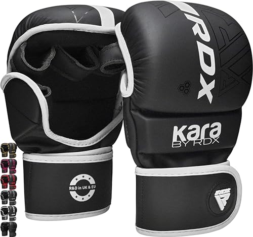 RDX MMA Handschuhe für Kampfsport Grappling Training, Maya Hide Leder Kara Sparring Handschuhe, Punchinghandschuhe für Muay Thai, Kickboxen, Freefight, Boxsack Gloves (MEHRWEG) von RDX