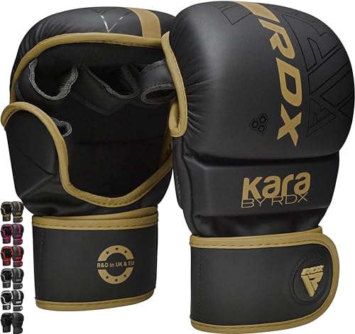 RDX MMA Handschuhe für Kampfsport Grappling Training, Maya Hide Leder Kara Sparring Handschuhe, Punchinghandschuhe für Muay Thai, Kickboxen, Freefight, Boxsack Gloves (MEHRWEG) von RDX