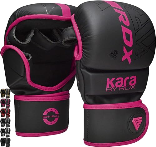 RDX MMA Handschuhe für Kampfsport Grappling Training, Maya Hide Leder Kara Sparring Handschuhe, Punchinghandschuhe für Muay Thai, Kickboxen, Freefight, Boxsack Gloves (MEHRWEG) von RDX