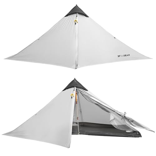 RDYMONKEY UL Gear Lanshan 1 Zelt 1 Person Ultraleicht Zelt Wasserdichtes Professionelles Wanderzelt für 1 Person Camping Doppelschicht (3 Jahreszeiten,Khaki) (1 Person - grau) von RDYMONKEY