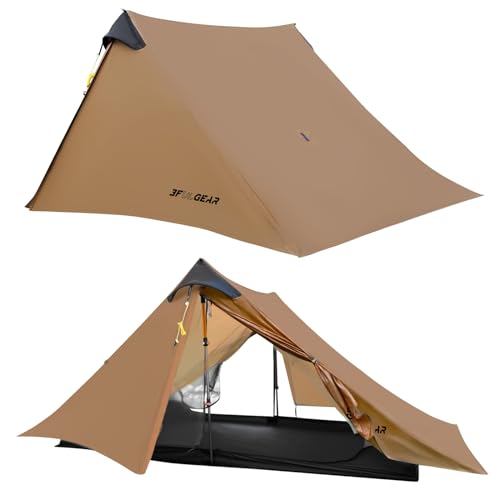 RDYMONKEY UL Gear Lanshan 2 Zelt 2 Personen Ultraleichtes Wasserdichtes Professionelles Wanderzelt für 2 Person Camping Doppelschicht (3 Jahreszeiten,Khaki) von RDYMONKEY