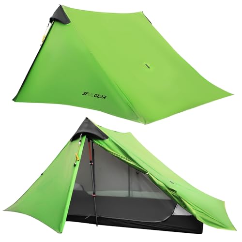 RDYMONKEY UL Gear Lanshan 2 Zelt 2 Personen Ultraleichtes Wasserdichtes Professionelles Wanderzelt für 2 Person Camping Doppelschicht (3 Jahreszeiten,Grün) von RDYMONKEY