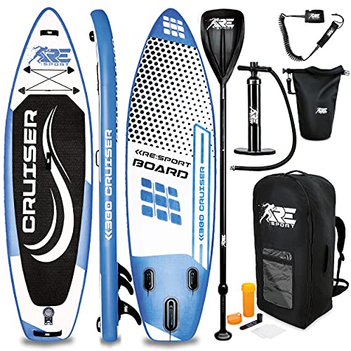 RE:SPORT SUP Board Set aufblasbar Komplettset 305/320/366/380cm | Stand Up Paddle Board mit Zubehör | Paddling Surfbrett | Surfboard für Einsteiger & Fortgeschrittene (305 cm, Blau) von RE:SPORT