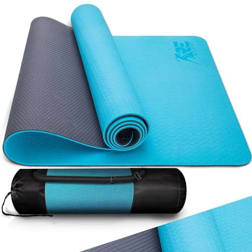 RE:SPORT Yogamatte Phthalatfrei - Gymnastikmatte rutschfest, Fitnessmatte schadstofffrei, Trainingsmatte mit Tragegurt 183 x 61 x 0,6 cm von RE:SPORT