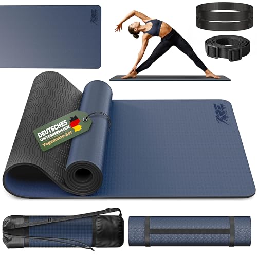RE:SPORT Yogamatte mit Tragetasche | Gymnastikmatte rutschfest | Fitnessmatte schadstofffrei | Trainingsmatte mit Tragegurt Phthalatfrei 183 x 61 x 0,6 cm von RE:SPORT