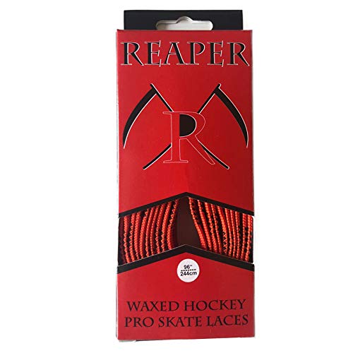 REAPER Hockey Senkel PRO Waxed - ORANGE 108" (274cm) - 1 Paar gewachste Schnürsenkel für Schlittschuhe von REAPER