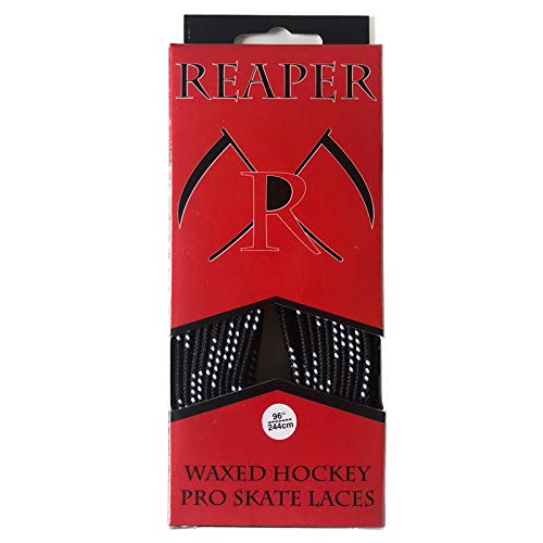 REAPER Hockey Senkel PRO Waxed - SCHWARZ 96" (244cm) - 1 Paar gewachste Schnürsenkel für Schlittschuhe von REAPER