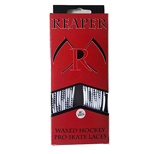 REAPER Hockey Senkel PRO Waxed - WEIß 120" (305cm) - 1 Paar gewachste Schnürsenkel für Schlittschuhe von REAPER