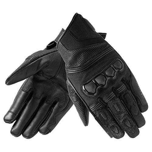 REBELHORN Patrol Short Leder Motorradhandschuhe für Männer Superfabric Panels und Fingerkappen Belüftung Flexible Elemente Touchscreen Friendly Pads von REBELHORN