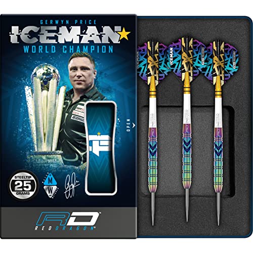 RED DRAGON Gerwyn Iceman Price Ionic 25 Gramm Premium Tungsten Darts Set mit Flights und Stielen von RED DRAGON