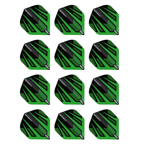 RED DRAGON Hardcore Radical Grün und Schwarz Fan Dartflug - 4 Set pro Packung (insgesamt 12 Dart-Flights) von RED DRAGON