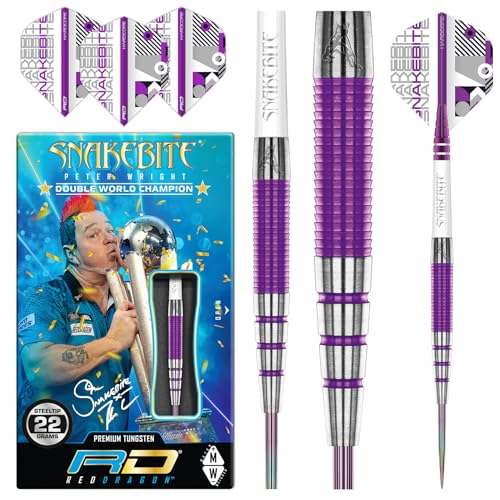 RED DRAGON Peter Wright Snakebite PL15 Medusa 22 Gram Professional Tungsten Darts Set with Flights and Stems von RED DRAGON