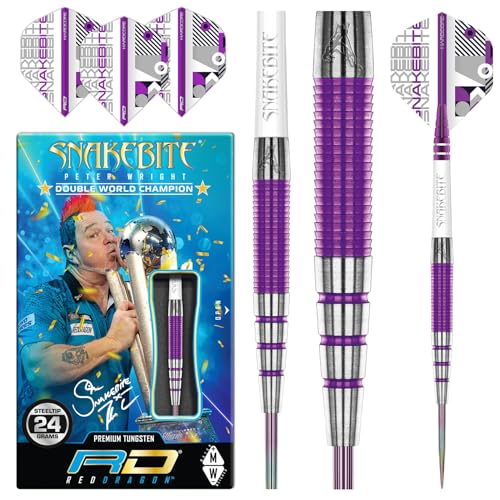 RED DRAGON Peter Wright Snakebite PL15 Medusa 24 Gram Professional Tungsten Darts Set with Flights and Stems von RED DRAGON