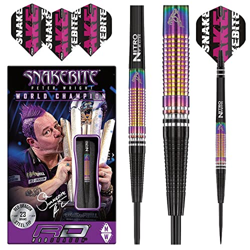 RED DRAGON Peter Wright Snakebite World Champion Tapered SE 23 Gram Professional Darts Set Including Flights and Shafts (Stems) von RED DRAGON